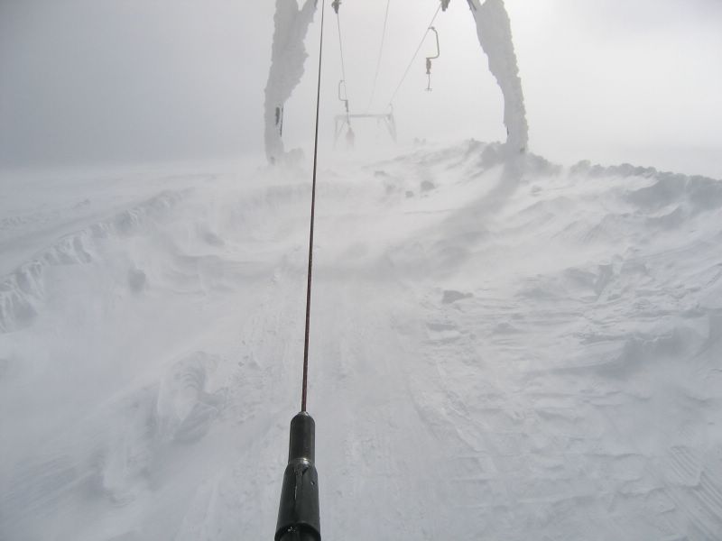 Skiing in the blizzard